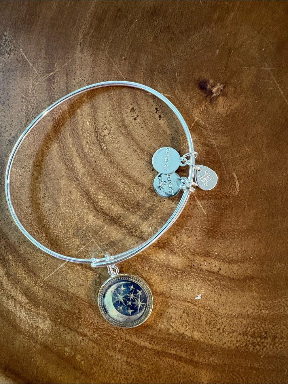 Alex and Ani Silver Celestial Starburst Charm Bangle - Silver and Blue